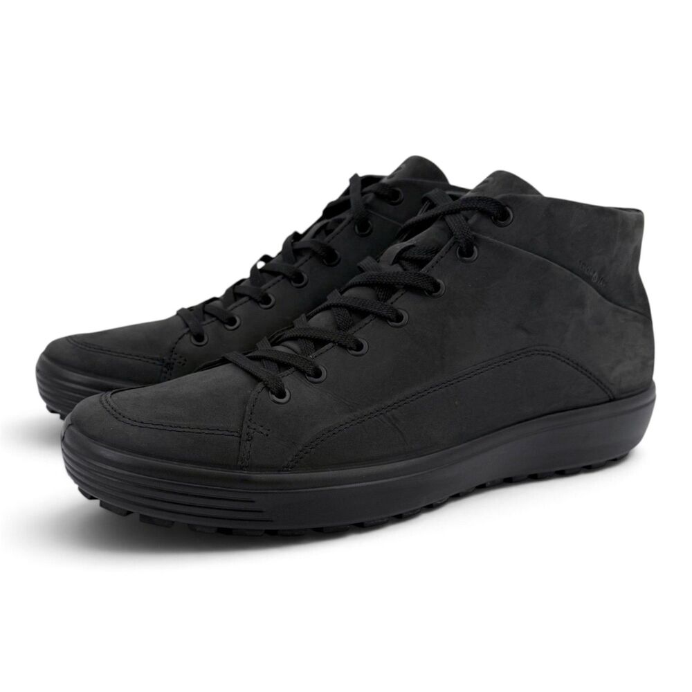 Ecco Mens Soft 7 Tred Oil Nubuck Leather HydroMax High-Top Sneaker Black 13/13.5
